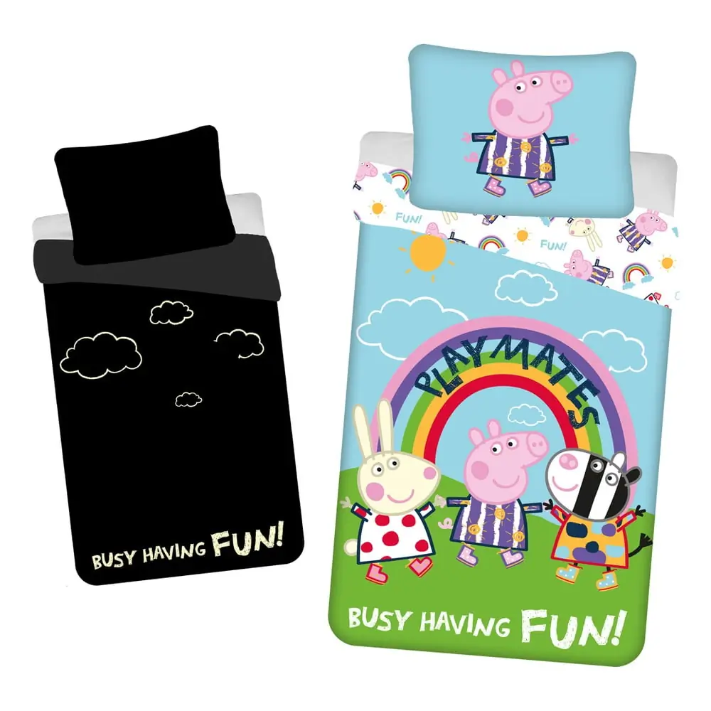 Lenjerie de pat fosforescentă pentru copii din bumbac pentru pat de o persoană 140x200 cm Peppa Pig – Jerry Fabrics