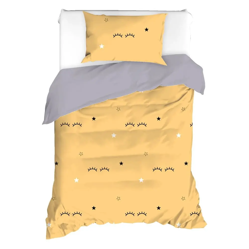 Lenjerie de pat galbenă-gri pentru pat de o persoană 140x200 cm Dide – Mijolnir