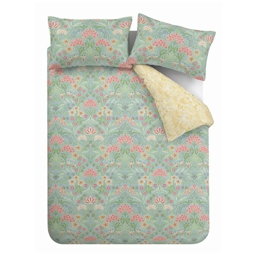 Lenjerie de pat galbenă-verde din bumbac pentru pat dublu 200x200 cm Art Deco Hydrangea – RHS