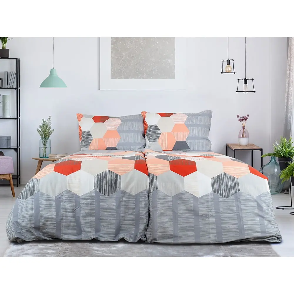 Lenjerie de pat gri din țesătură crep pentru pat de o persoană 140x200 cm Honey Comb – B.E.S.