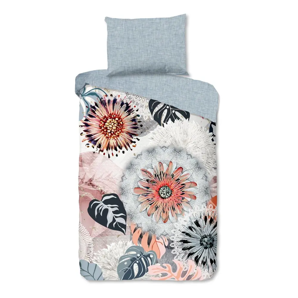 Lenjerie de pat gri din flanelă pentru pat de o persoană 140x200 cm Ralvira – HIP