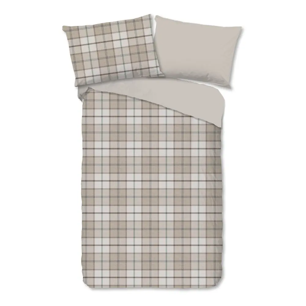 Lenjerie de pat maro deschis din flanelă pentru pat de o persoană 140x200 cm Bernardus – Good Morning