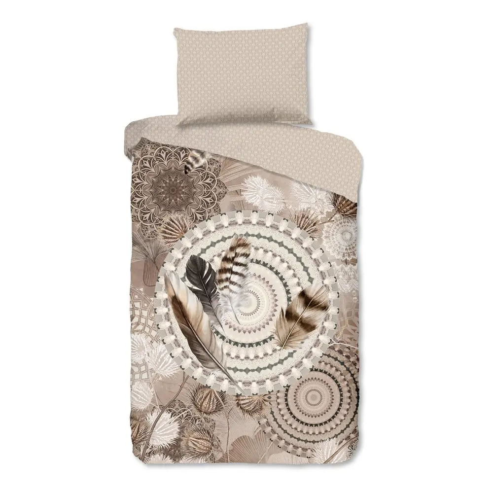 Lenjerie de pat maro din flanelă pentru pat de o persoană 140x200 cm Ringhda – HIP