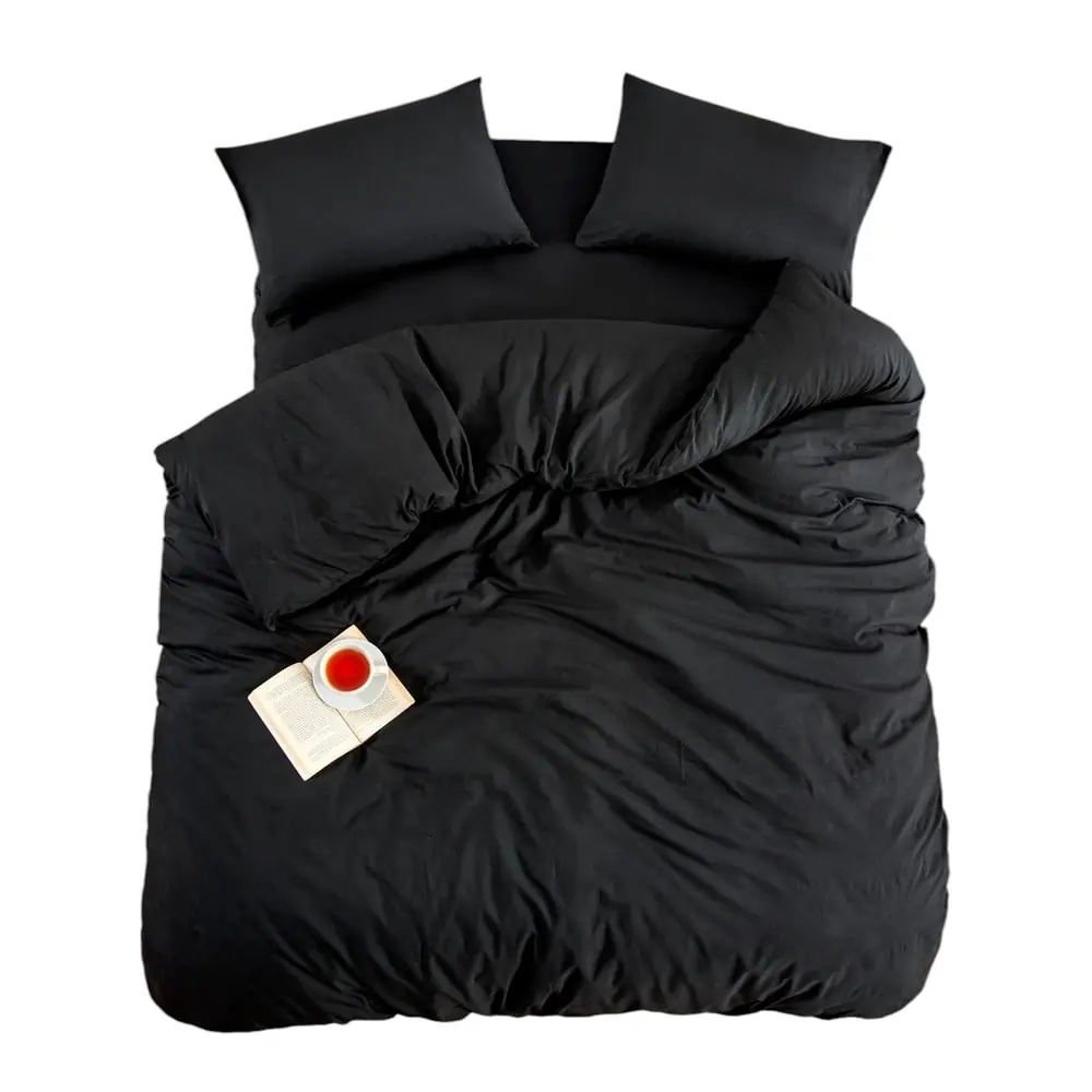 Lenjerie de pat neagră pentru pat de o persoană, extinsă cu cearceaf inclus, cu 3 piese 160x220 cm Classic – Mila Home