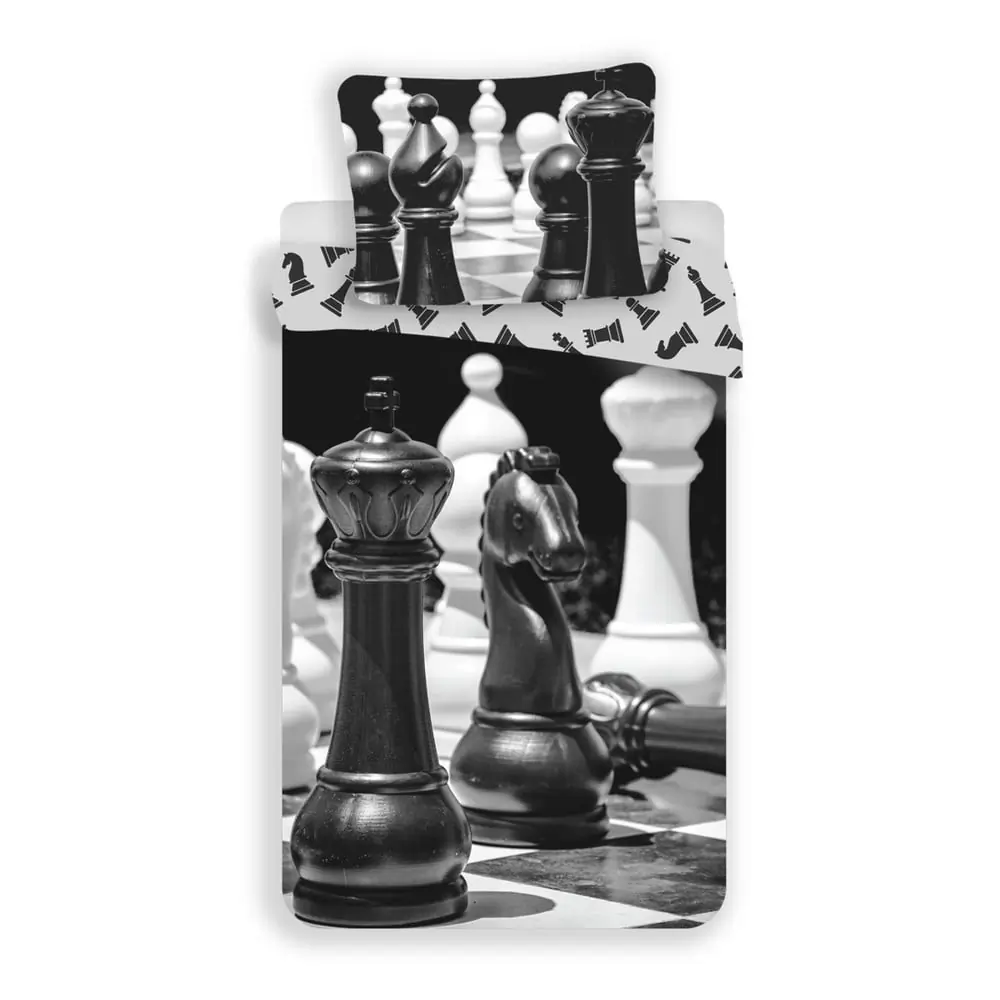 Lenjerie de pat pentru copii alb-negru din bumbac pentru pat de o persoană 140x200 cm Chess – Jerry Fabrics