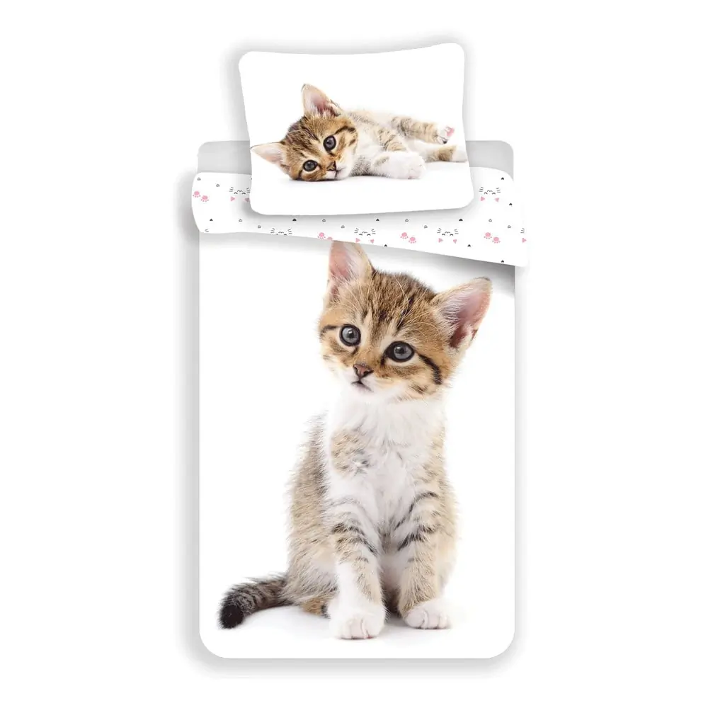 Lenjerie de pat pentru copii albă din bumbac pentru pat de o persoană 140x200 cm Kitten – Jerry Fabrics