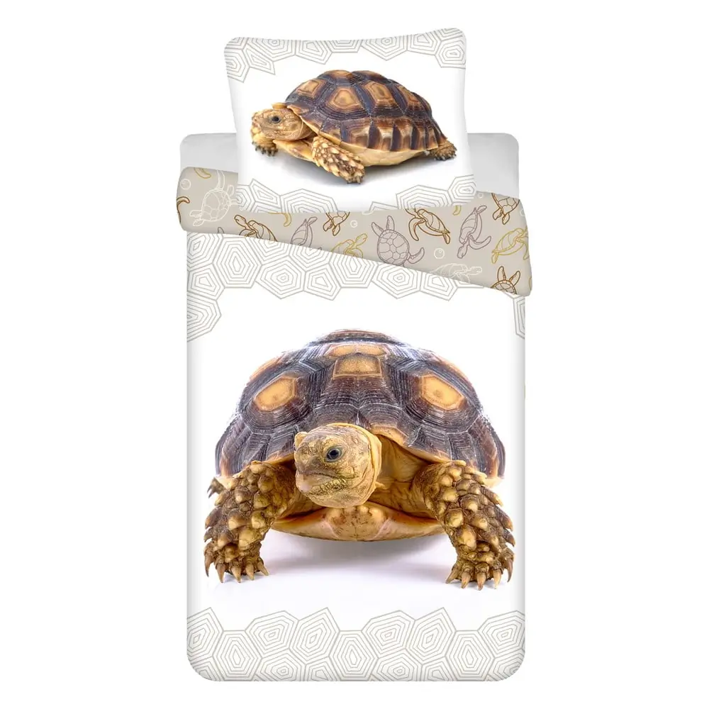 Lenjerie de pat pentru copii albă-maro din bumbac pentru pat de o persoană 140x200 cm Tortoise – Jerry Fabrics