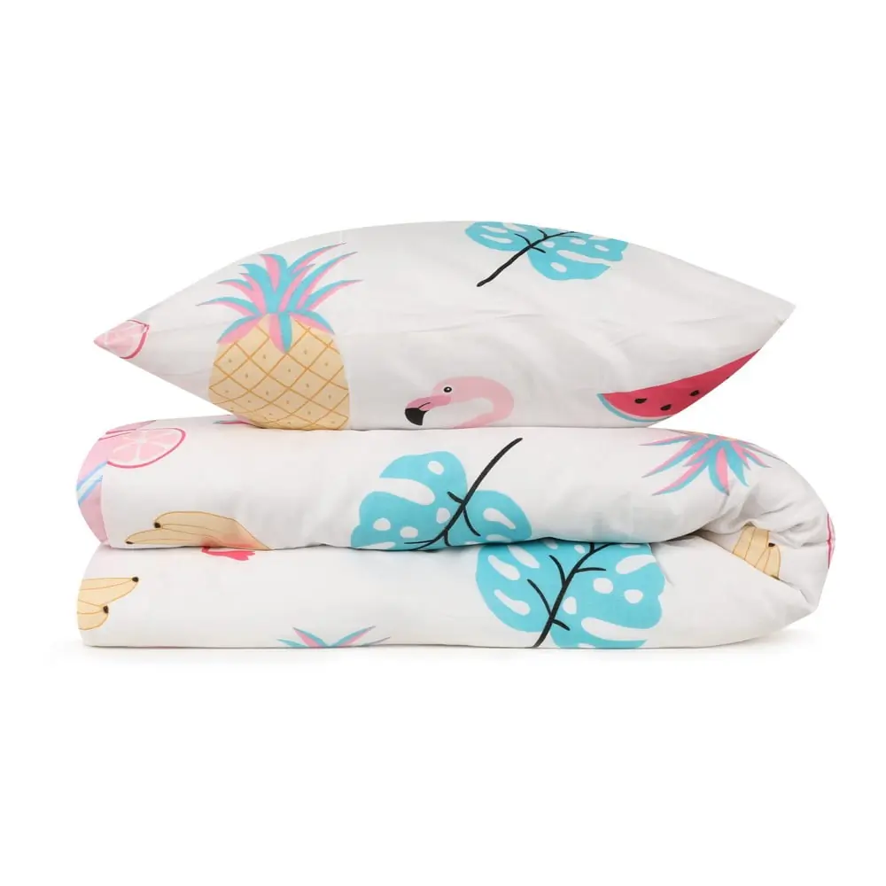 Lenjerie de pat pentru copii albă-roz pentru pat de o persoană 140x200 cm Kokteyl – Mijolnir