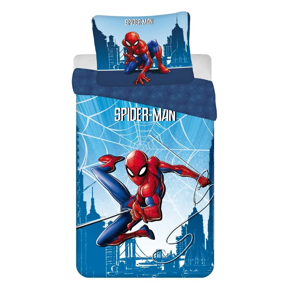 Lenjerie de pat pentru copii albastră din bumbac pentru pat de o persoană 140x200 cm Spider-man 