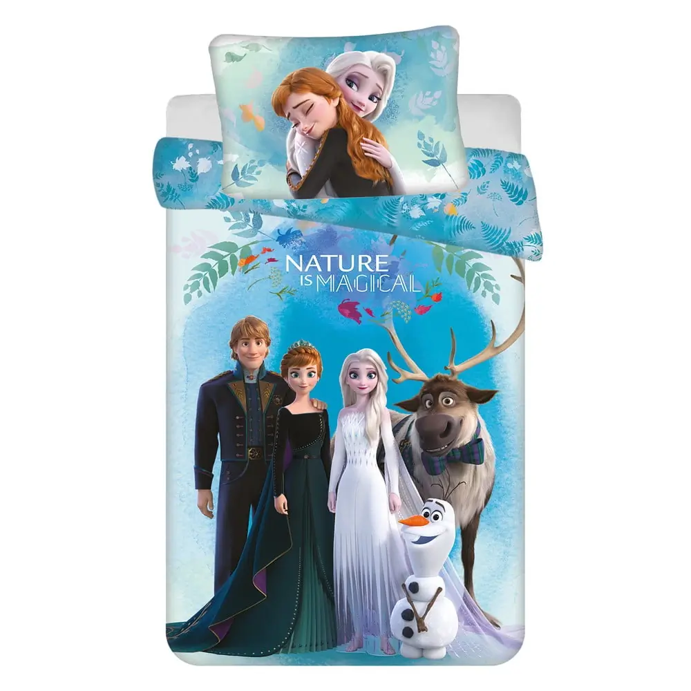 Lenjerie de pat pentru copii albastră din bumbac pentru pătuț 100x135 cm Frozen 