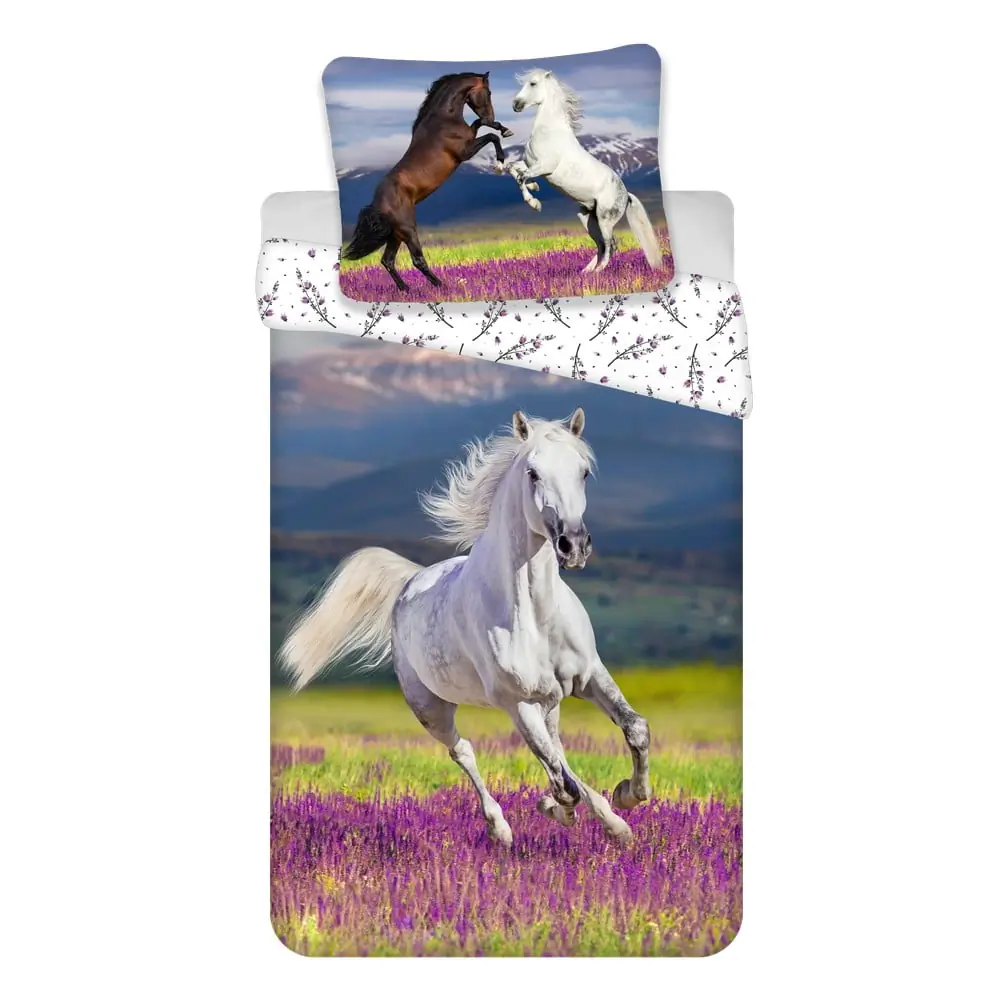 Lenjerie de pat pentru copii din bumbac pentru pat de o persoană 140x200 cm Horse 