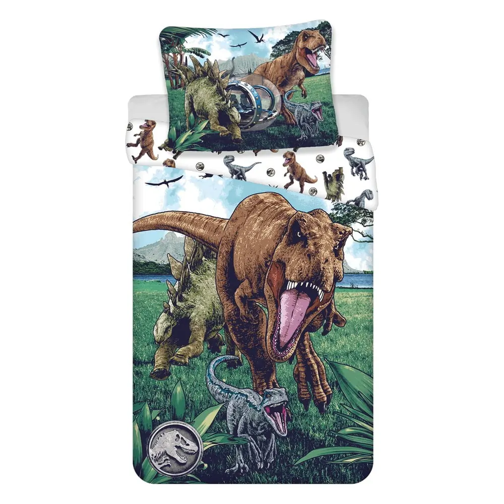 Lenjerie de pat pentru copii din bumbac pentru pat de o persoană 140x200 cm Jurassic World 