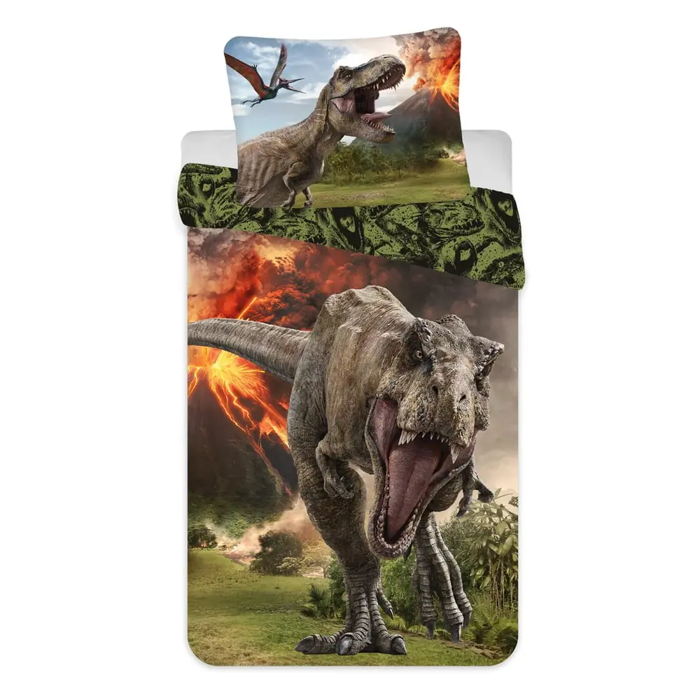 Lenjerie de pat pentru copii din bumbac pentru pat de o persoană 140x200 cm Jurassic World 