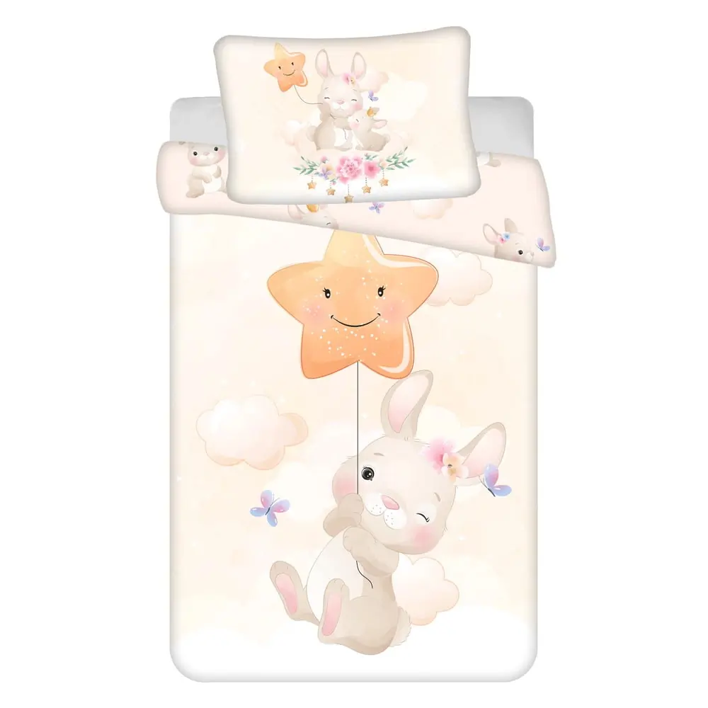 Lenjerie de pat pentru copii galbenă din bumbac pentru pătuț 100x135 cm Bunny 