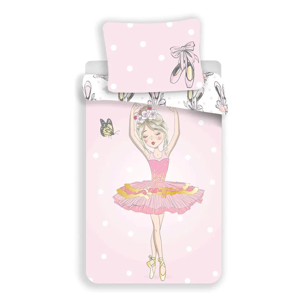 Lenjerie de pat pentru copii roz din bumbac pentru pat de o persoană 140x200 cm Ballerina – Jerry Fabrics