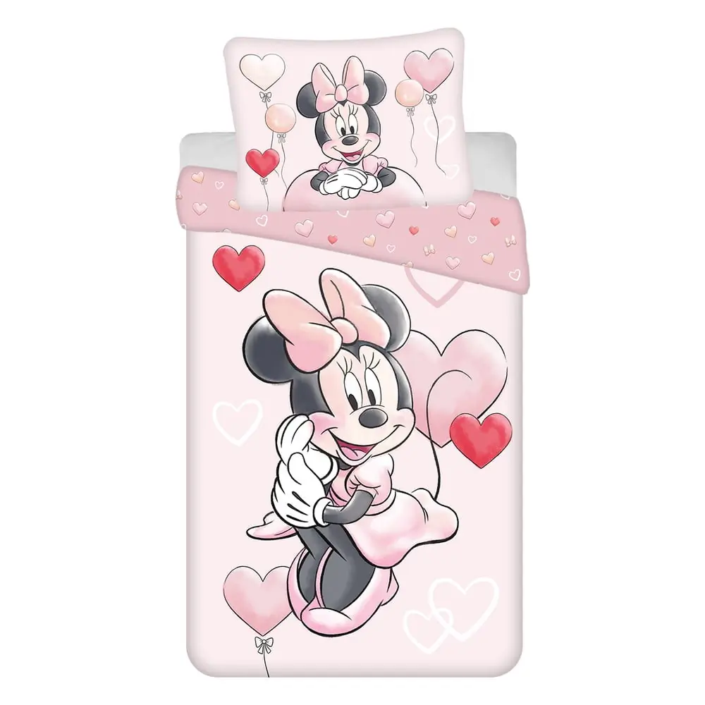 Lenjerie de pat pentru copii roz din bumbac pentru pat de o persoană 140x200 cm Minnie 