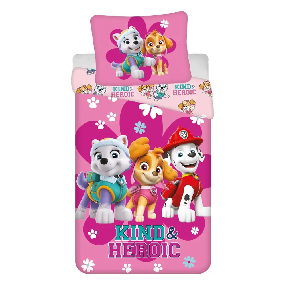 Lenjerie de pat pentru copii roz din bumbac pentru pat de o persoană 140x200 cm Paw Patrol 