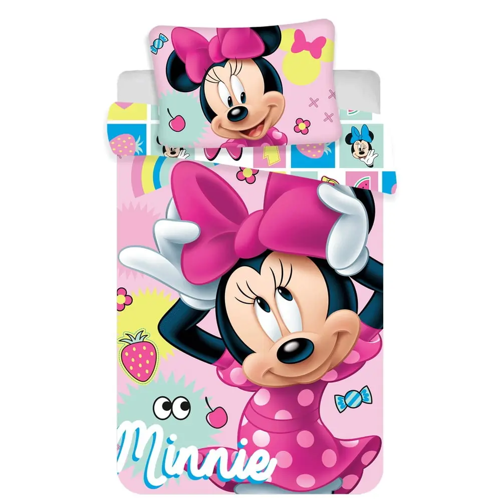 Lenjerie de pat pentru copii roz din bumbac pentru pătuț 100x135 cm Minnie 
