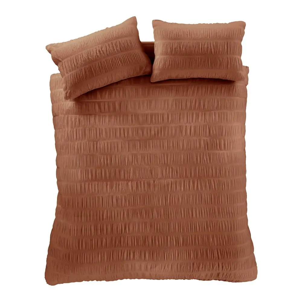 Lenjerie de pat portocalie pentru pat de o persoană 135x200 cm Seersucker – Catherine Lansfield