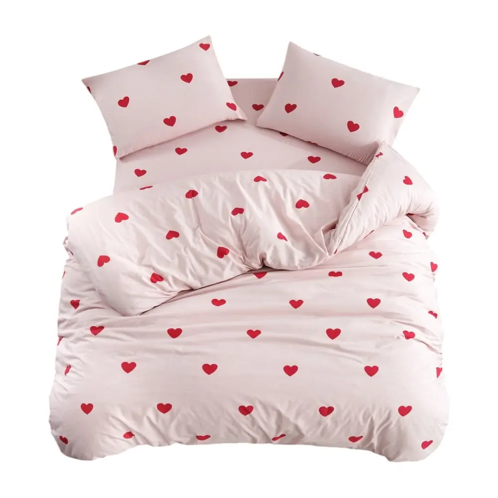 Lenjerie de pat roz pentru pat de o persoană, extinsă cu cearceaf inclus, cu 3 piese 160x220 cm Red Heart – Mila Home