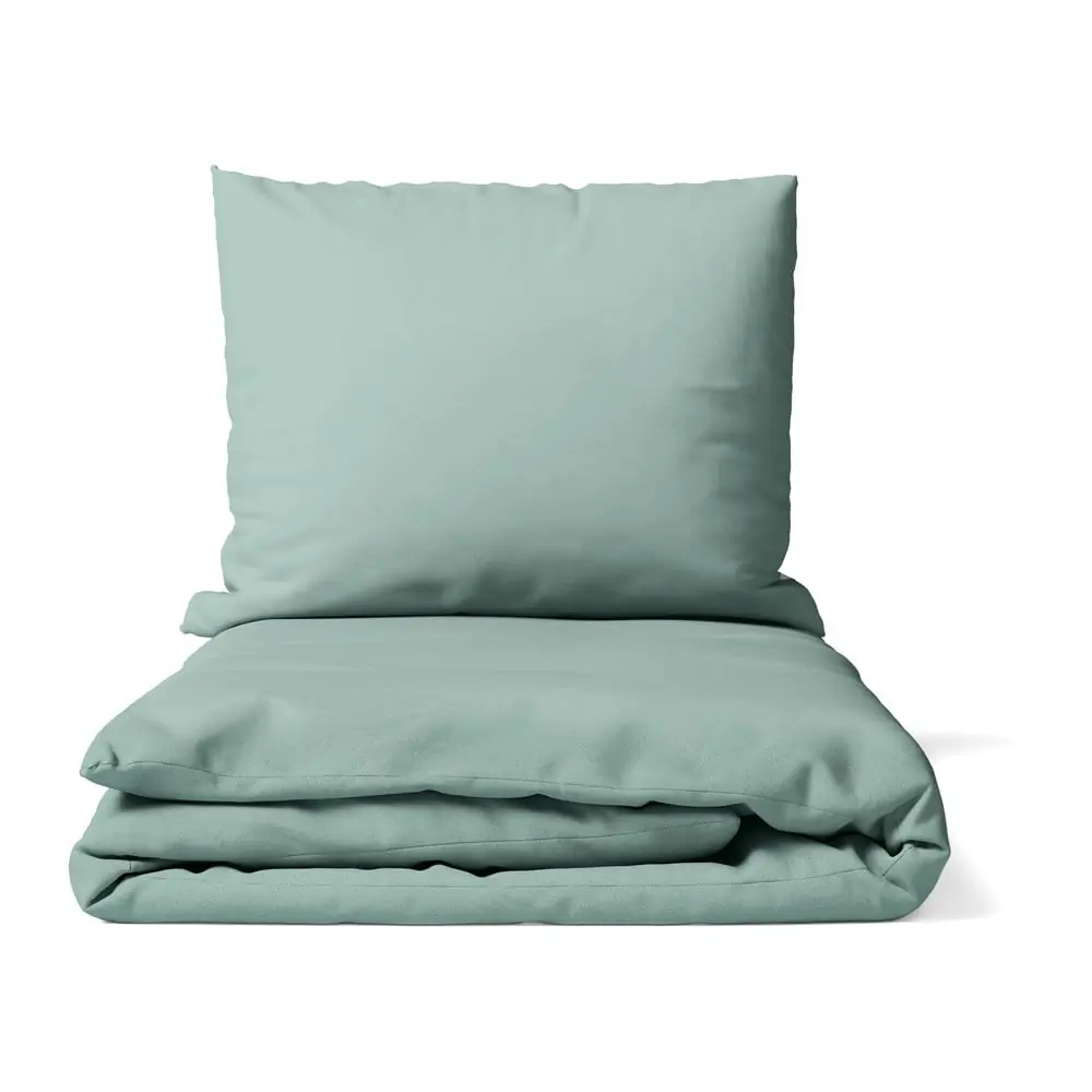 Lenjerie de pat verde din microsatin pentru pat dublu 200x200 cm Basic – Bonami Essentials