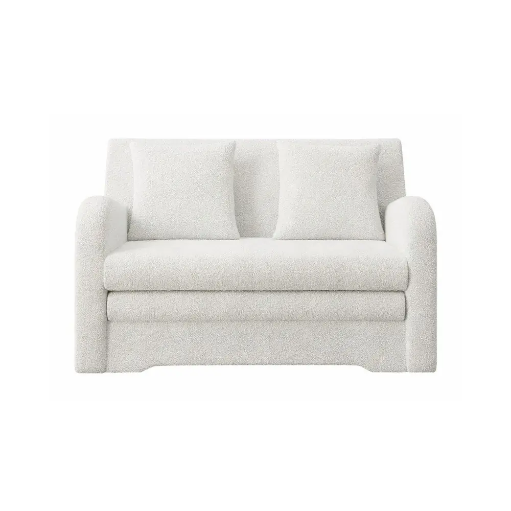 Canapea albă extensibilă/cu spațiu de depozitare cu tapițerie din țesătură bouclé 130 cm Ario – ELTAP