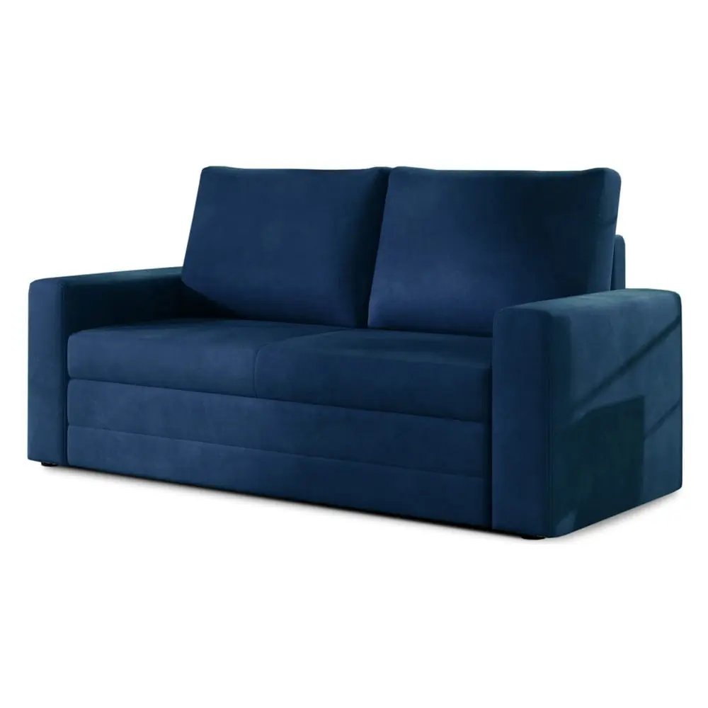 Canapea albastră extensibilă/cu spațiu de depozitare cu tapițerie din catifea 151 cm Wave – ELTAP