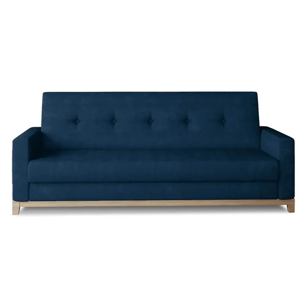 Canapea albastră extensibilă/cu spațiu de depozitare cu tapițerie din catifea 216 cm Selene – ELTAP