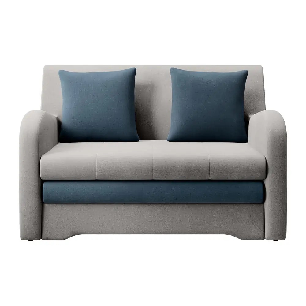 Canapea albastră/gri deschis extensibilă cu tapițerie din catifea 130 cm Ario – ELTAP