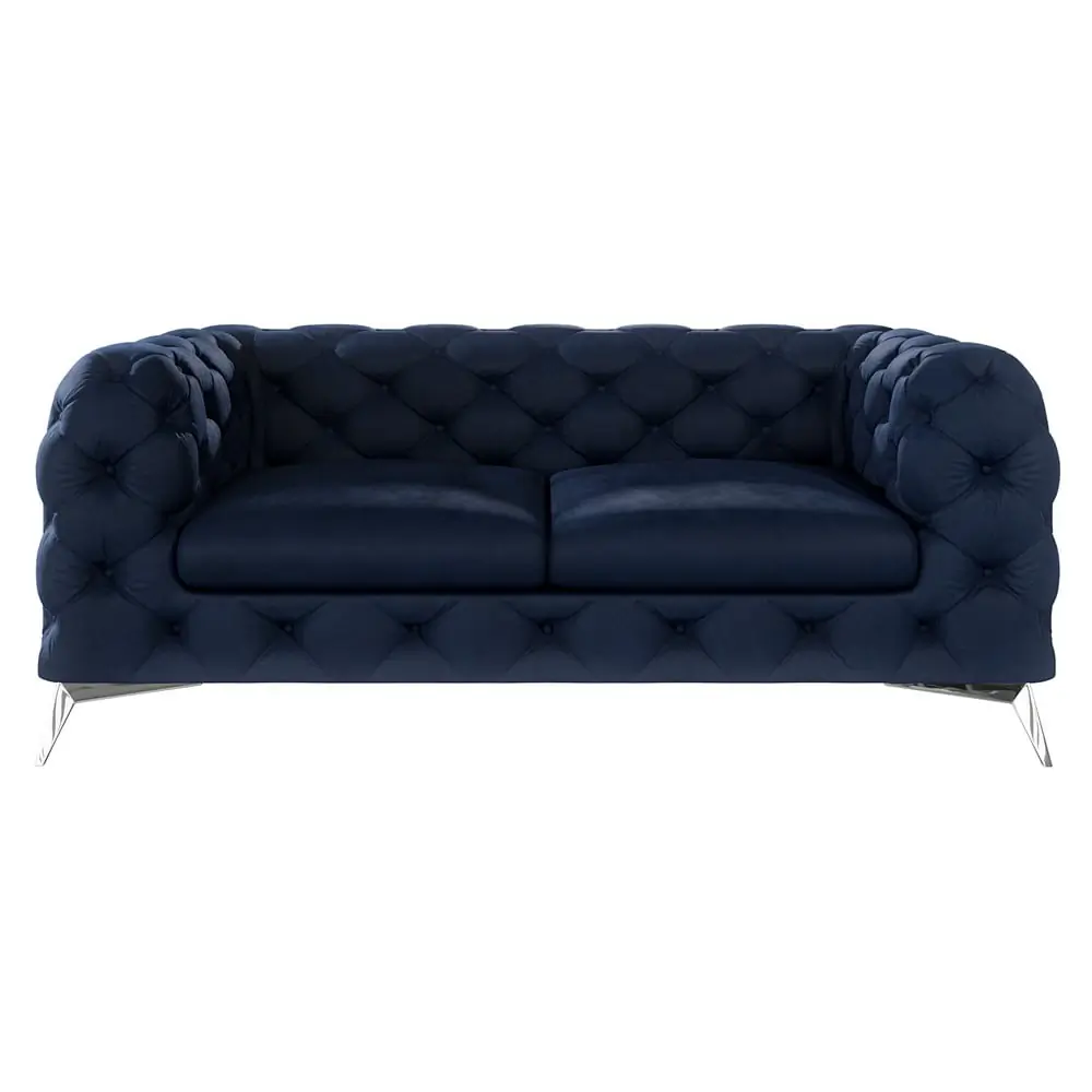 Canapea albastru-închis cu tapițerie din catifea 185 cm Chelsea – Ropez