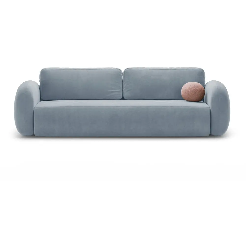 Canapea albastru prăfuit extensibilă/cu spațiu de depozitare cu tapițerie din catifea 262 cm Tonale – Cosmopolitan Design