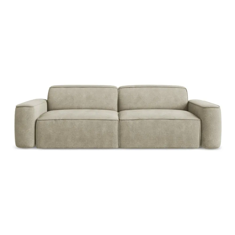 Canapea bej cu tapițerie din chenille 244 cm Omao – Makamii