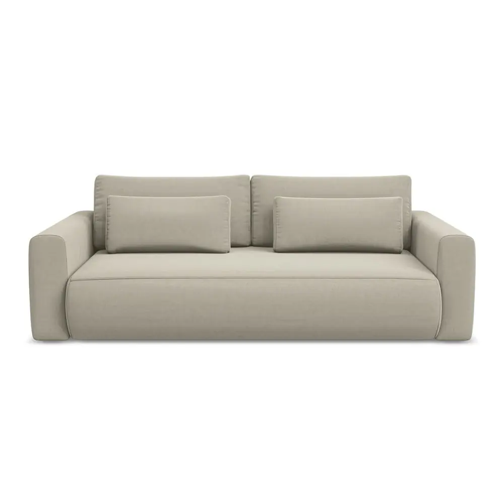 Canapea bej extensibilă/cu spațiu de depozitare cu tapițerie din catifea 238 cm Kapua – Makamii