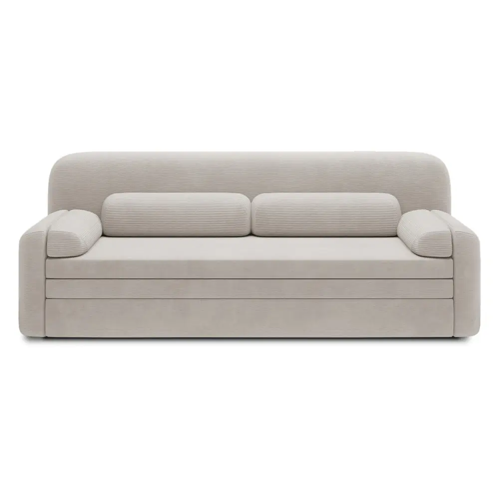 Canapea bej extensibilă/cu spațiu de depozitare cu tapițerie din catifea reiată 236 cm Elioss – ELTAP