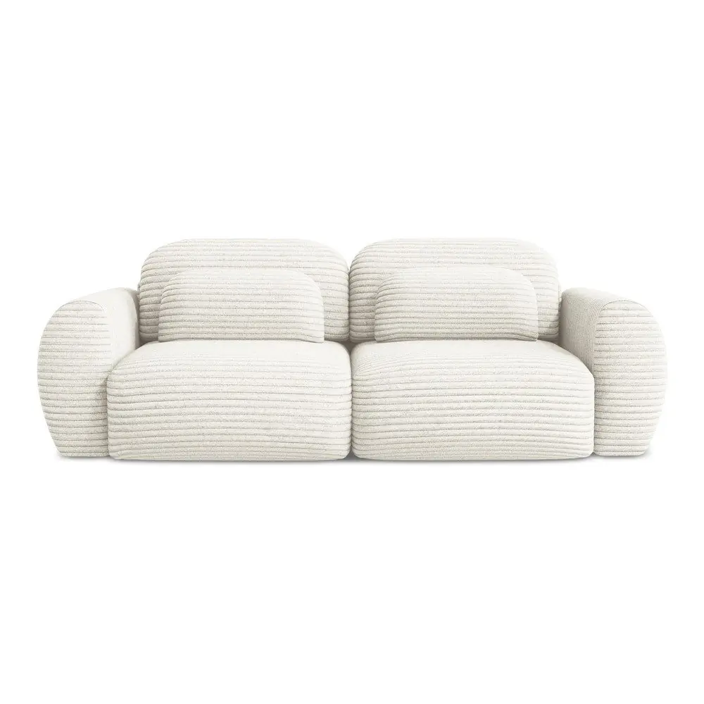 Canapea bej extensibilă/cu spațiu de depozitare cu tapițerie din catifea reiată 266 cm Kini – Makamii