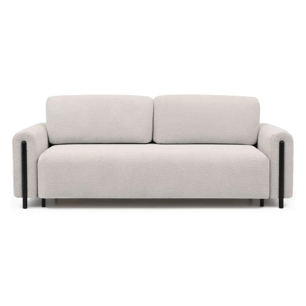 Canapea bej extensibilă/cu spațiu de depozitare cu tapițerie din țesătură bouclé 244 cm Arcadova – ELTAP