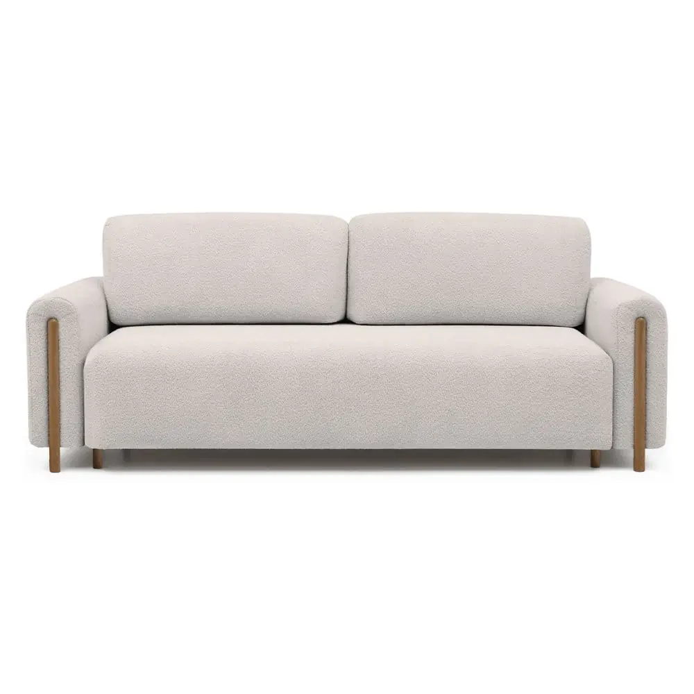 Canapea bej extensibilă/cu spațiu de depozitare cu tapițerie din țesătură bouclé 244 cm Arcadova – ELTAP