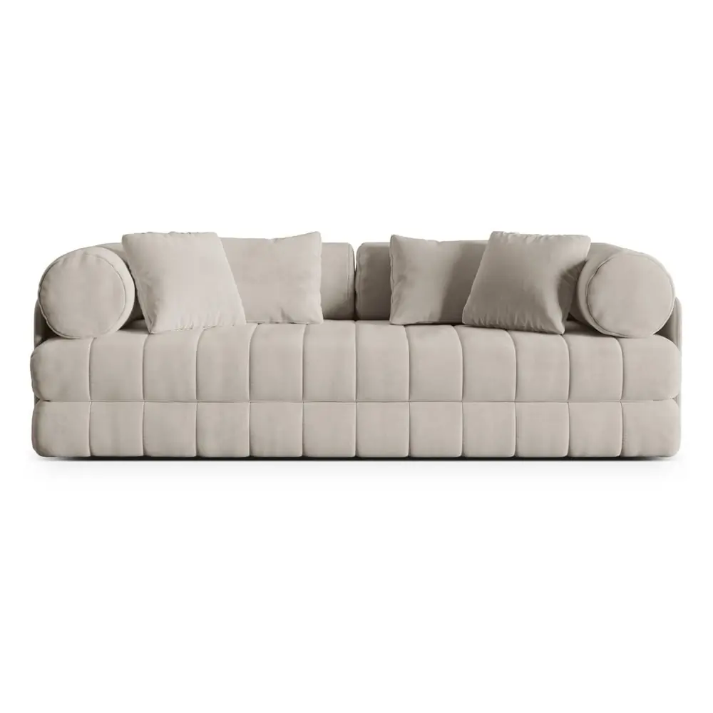 Canapea bej extensibilă cu tapițerie din catifea 206 cm Kemi – Cosmopolitan Design