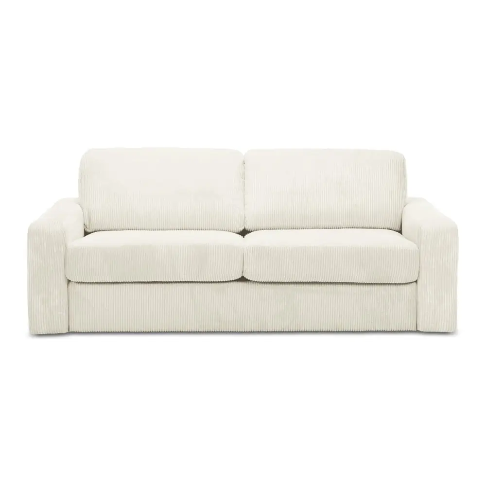 Canapea bej extensibilă cu tapițerie din catifea reiată 195 cm Nona – Makamii