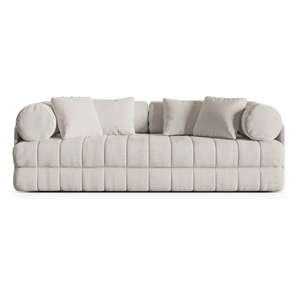 Canapea bej extensibilă cu tapițerie din țesătură bouclé 206 cm Kemi – Cosmopolitan Design