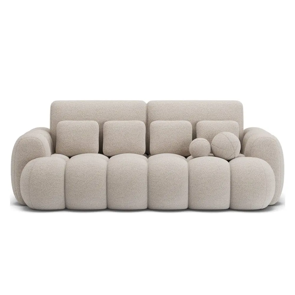 Canapea bej extensibilă cu tapițerie din țesătură bouclé 256 cm Cotonn – ELTAP