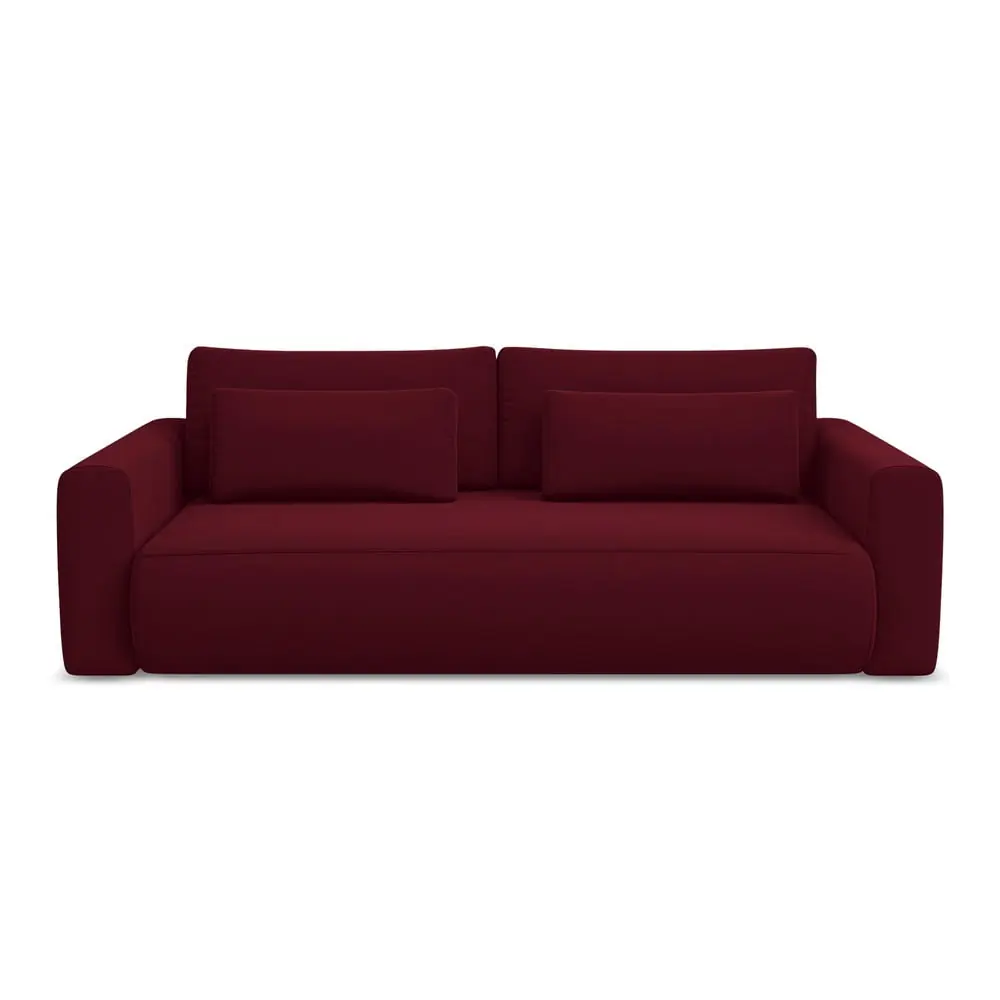 Canapea burgundy extensibilă/cu spațiu de depozitare cu tapițerie din catifea 238 cm Kapua – Makamii