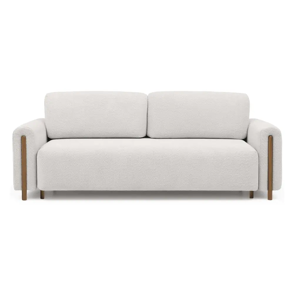 Canapea crem extensibilă/cu spațiu de depozitare cu tapițerie din țesătură bouclé 244 cm Arcadova – ELTAP