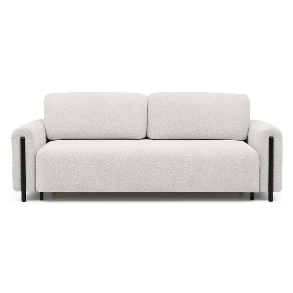 Canapea crem extensibilă/cu spațiu de depozitare cu tapițerie din țesătură bouclé 244 cm Arcadova – ELTAP