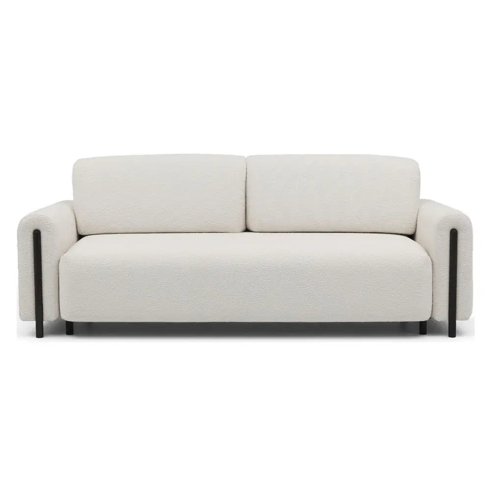 Canapea fildeș extensibilă/cu spațiu de depozitare cu tapițerie din țesătură bouclé 244 cm Arcadova – ELTAP