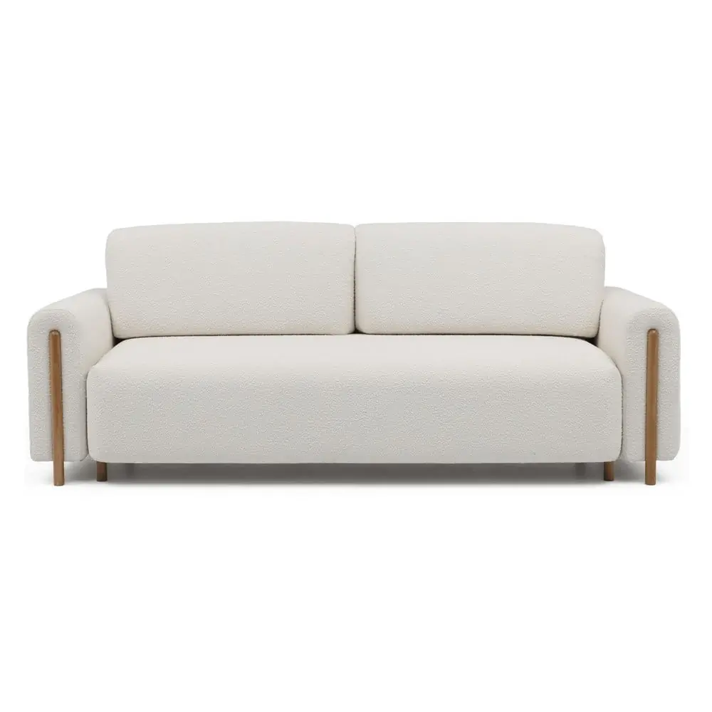 Canapea fildeș extensibilă/cu spațiu de depozitare cu tapițerie din țesătură bouclé 244 cm Arcadova – ELTAP