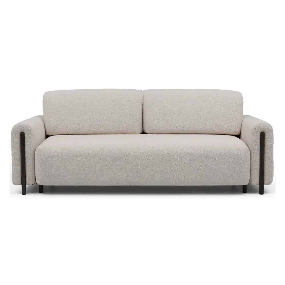 Canapea grej extensibilă/cu spațiu de depozitare cu tapițerie din țesătură bouclé 244 cm Arcadova – ELTAP