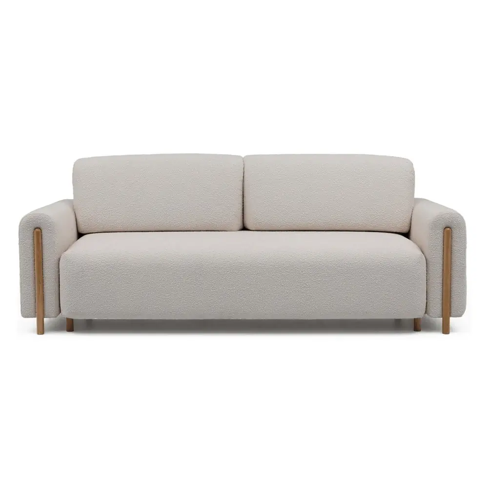 Canapea grej extensibilă/cu spațiu de depozitare cu tapițerie din țesătură bouclé 244 cm Arcadova – ELTAP