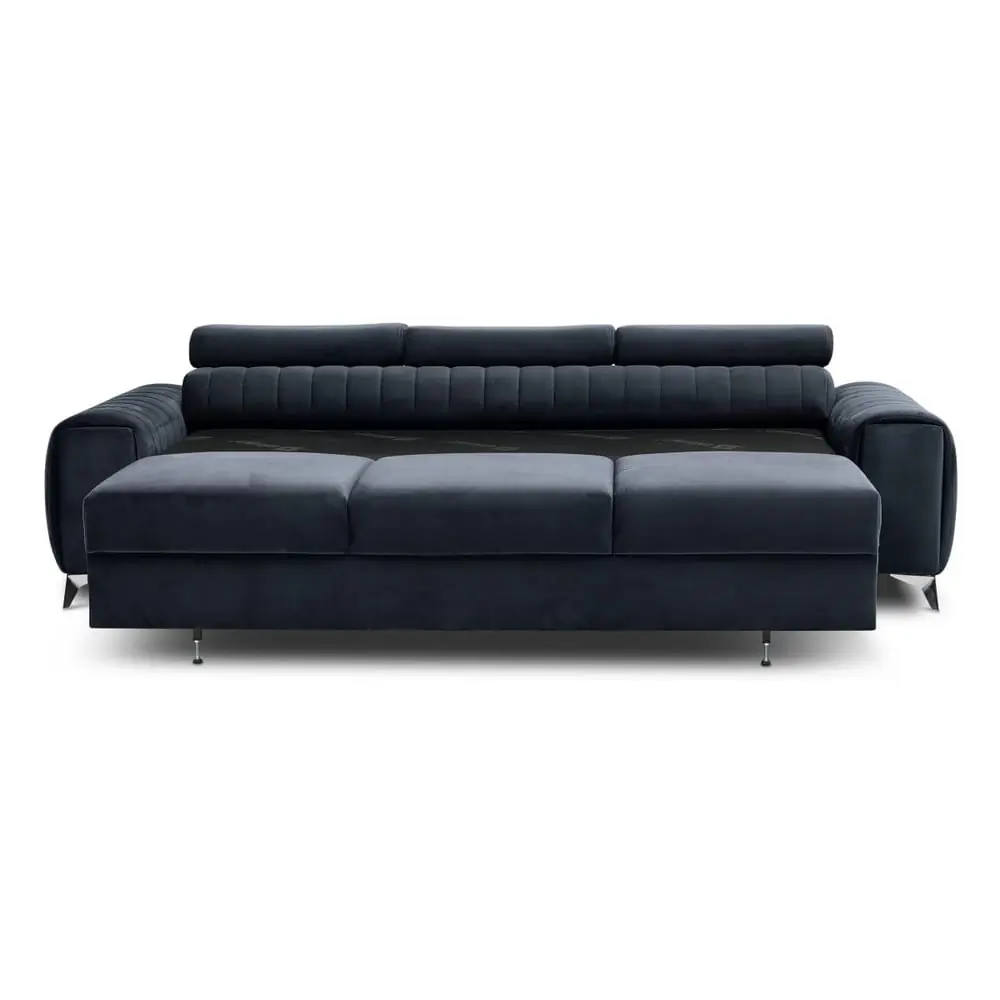 Canapea gri antracit extensibilă cu tapițerie din catifea 261 cm Laurence – ELTAP