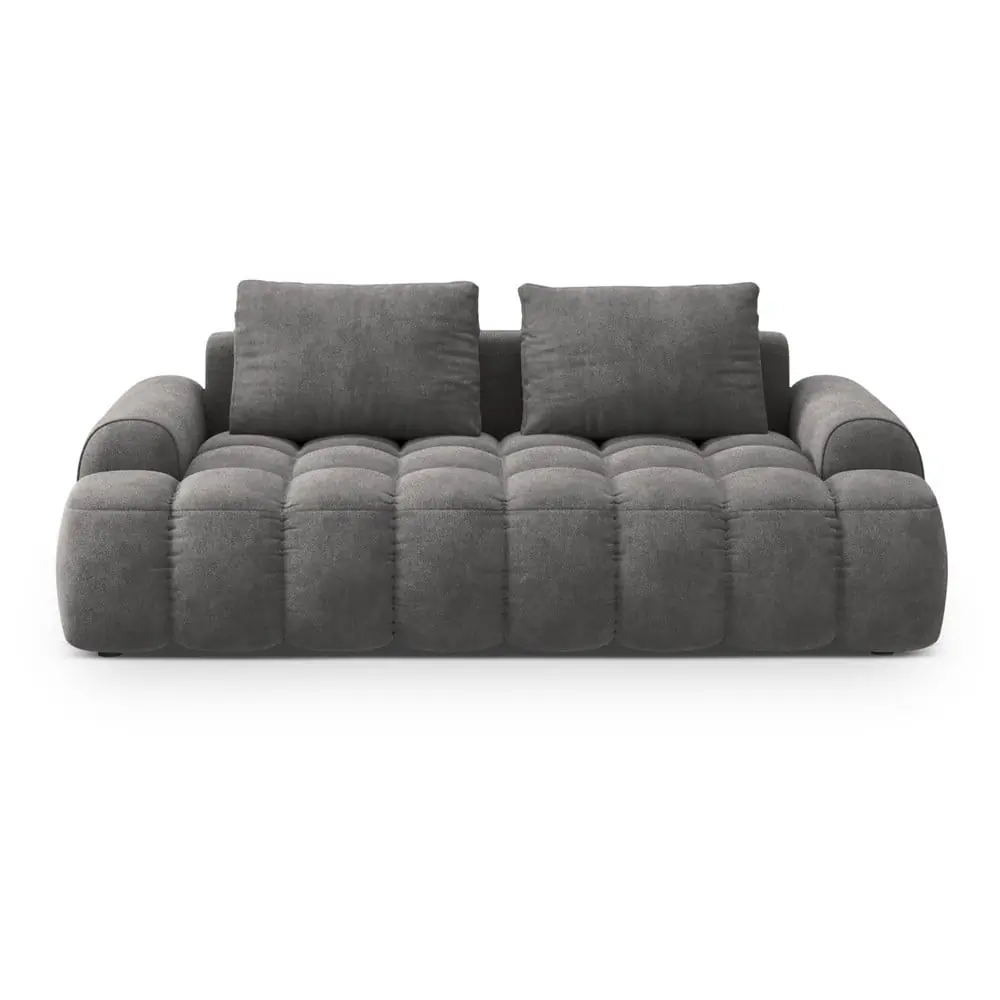 Canapea gri cu tapițerie din catifea 200 cm Linz – Cosmopolitan Design